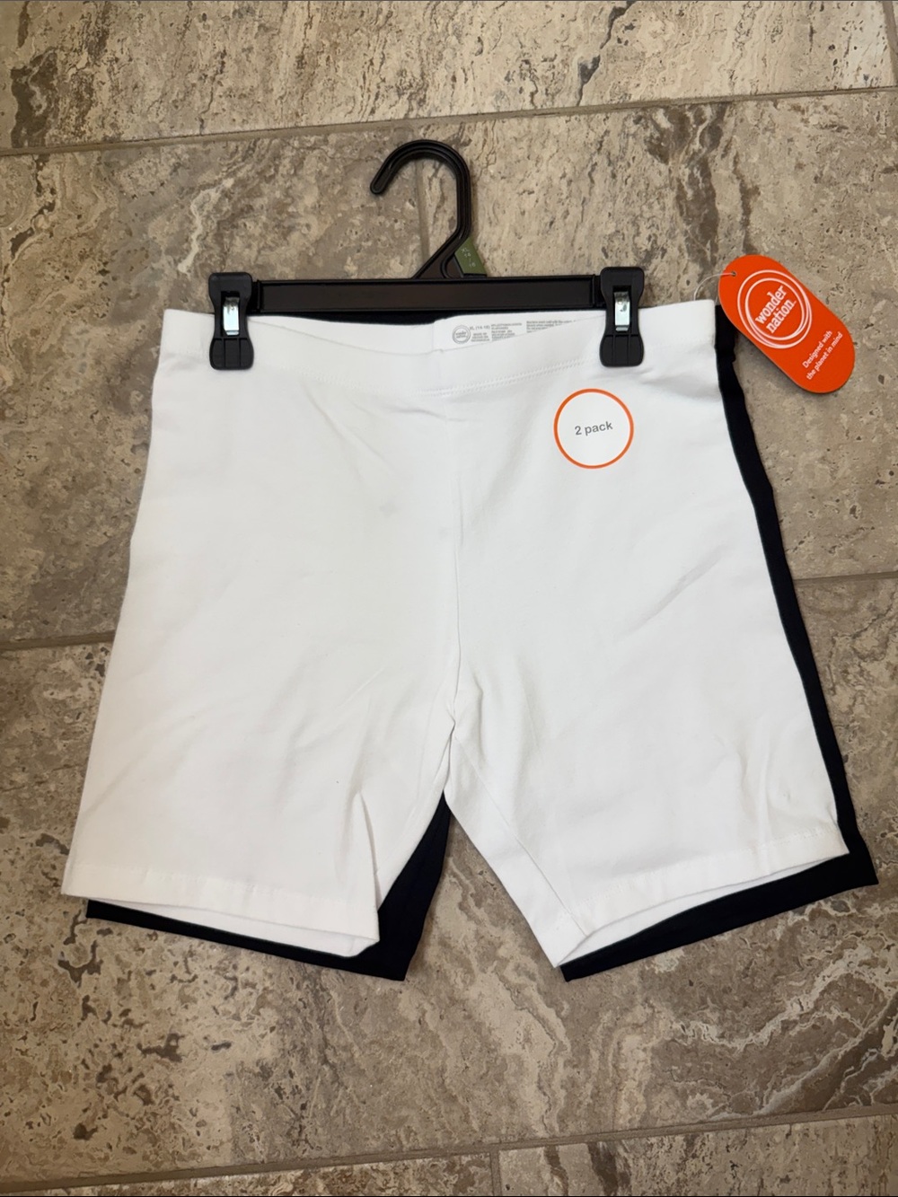 NWT Size XL Wonder Nation 2-Pack White and black Bike Shorts